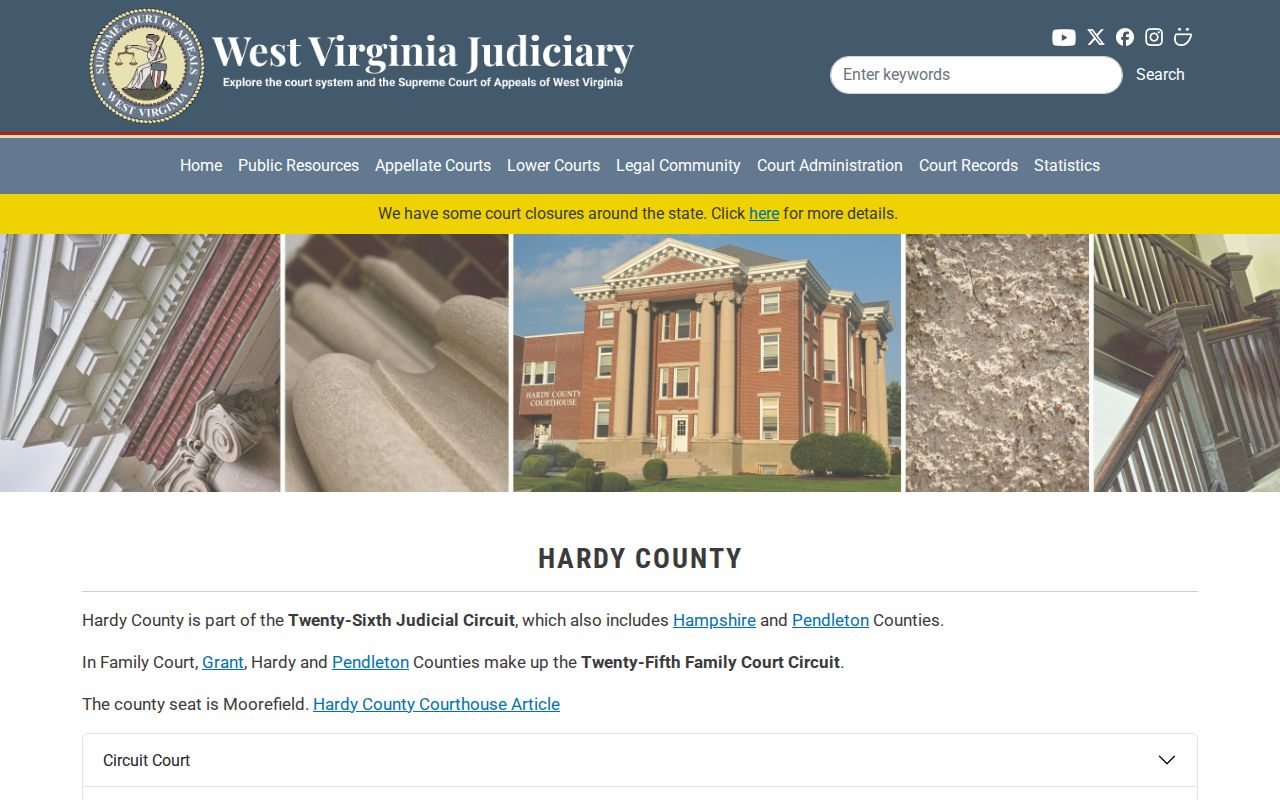 West Virginia Judiciary directory for Hardy County courts