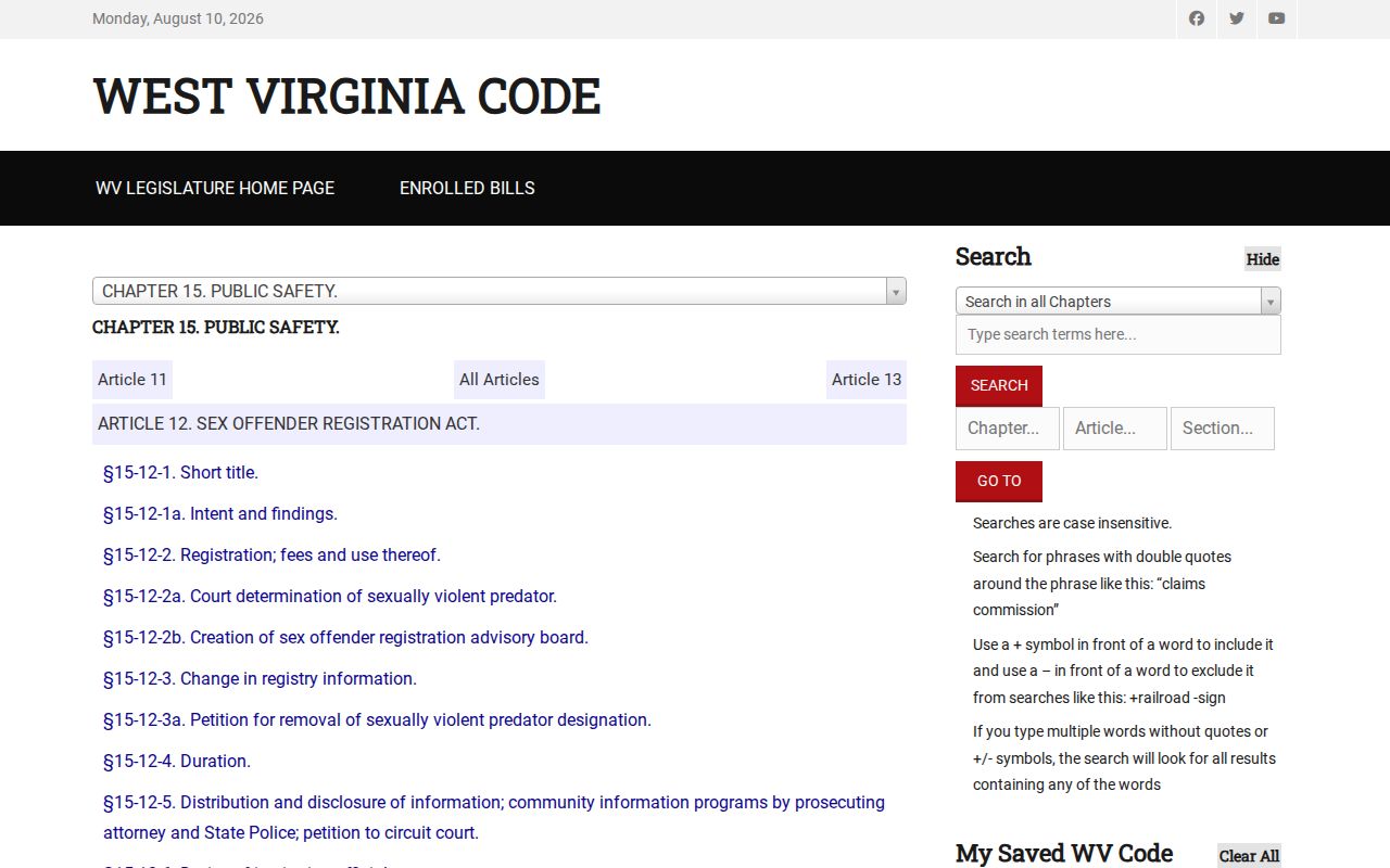 Hardy County sex offender lookup and West Virginia Registration Act